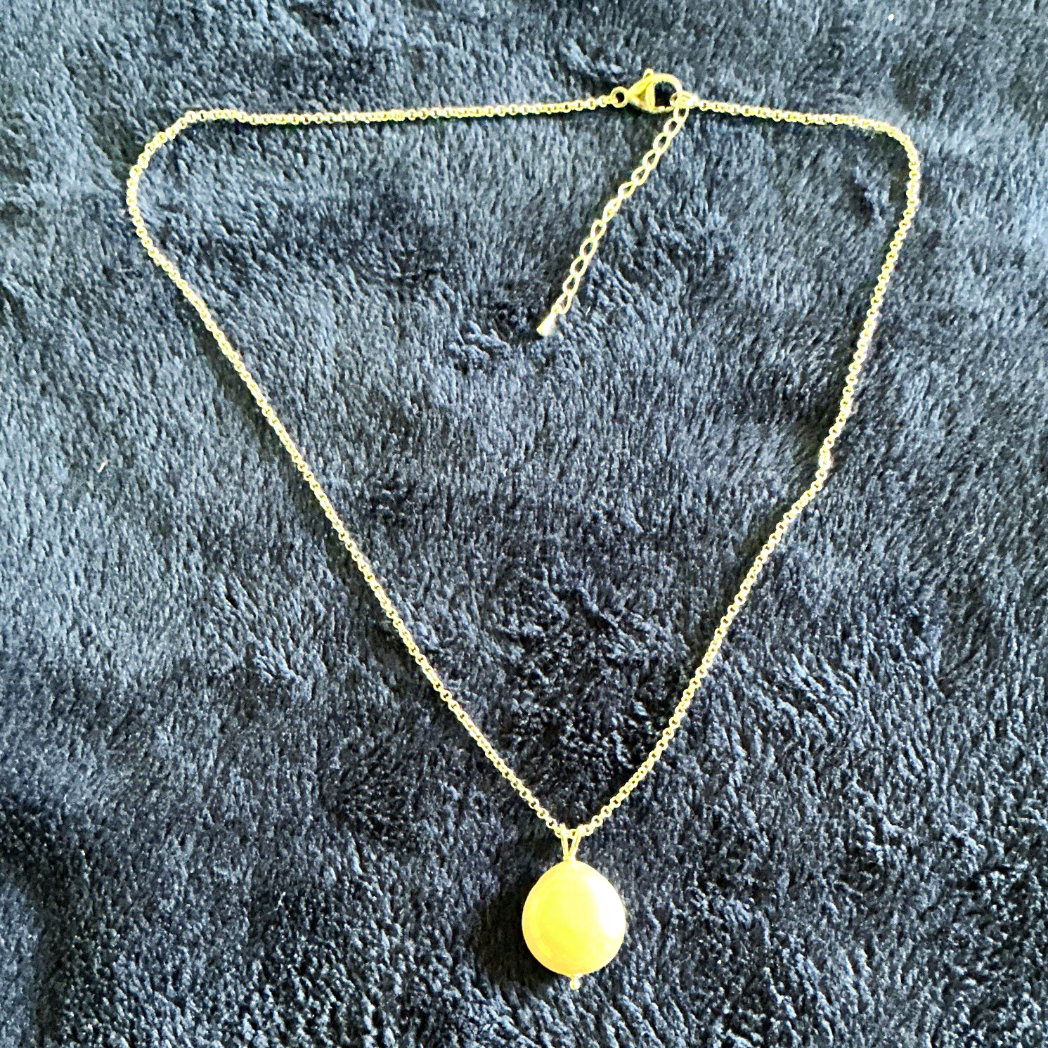 Honora .925 Chain Necklace Round Pearl Charm Pendant Adjustable 17-20”
