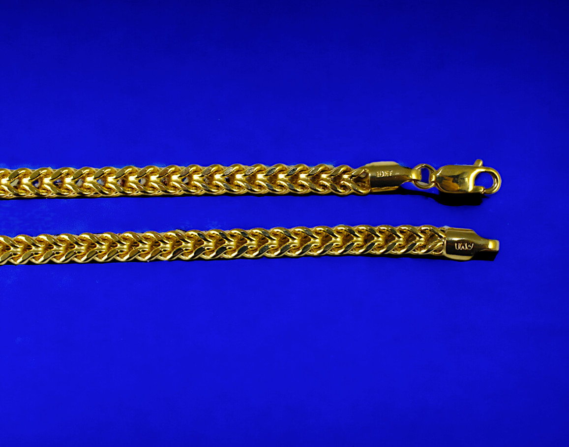 10K Yellow Gold Franco Box Square Necklace Bracelet Chain Real 2mm-7mm 7″-30″