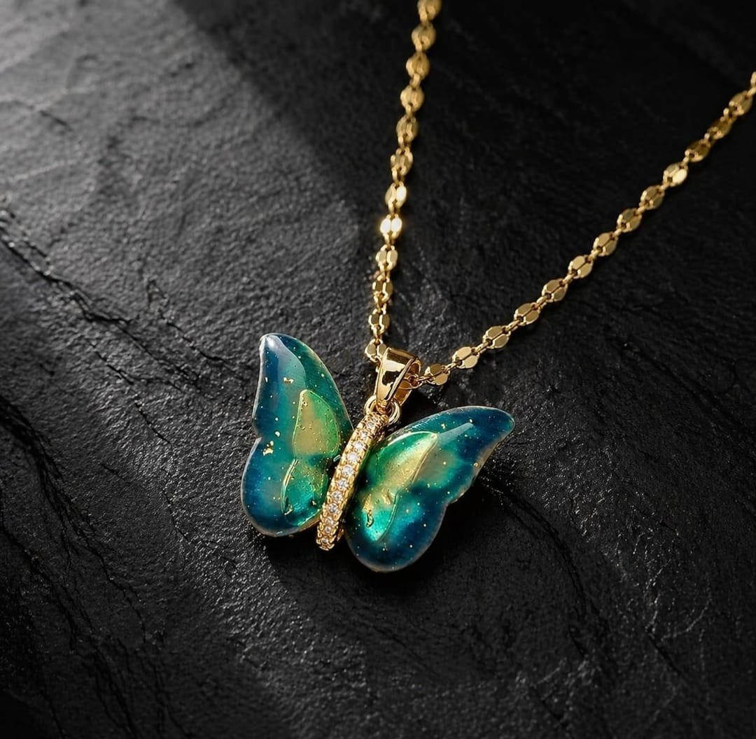 Indian bollywood butterfly shaped semi transparent pendant for women and girls