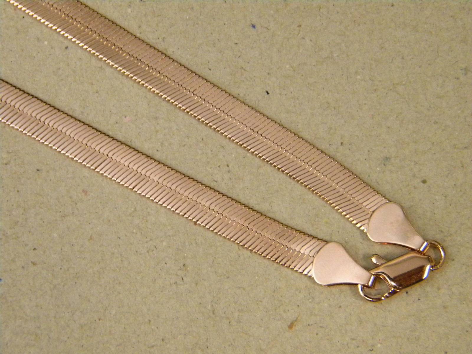 Men’s Lady’s 24in inch Long Rose Pink Gold Plated Herringbone Chain 7mm Wide