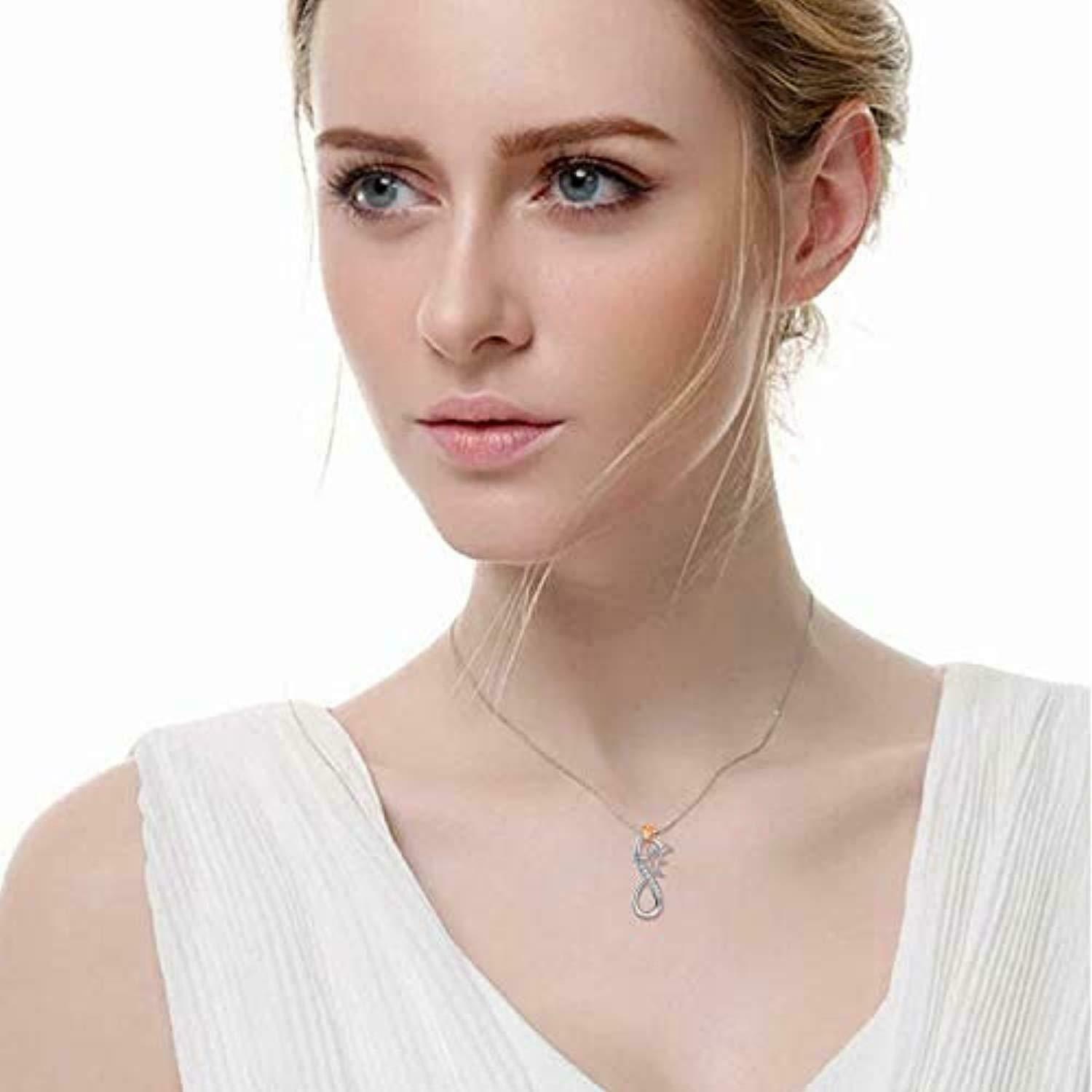 925 Sterling Silver Infinity Rose Flower Pendant Necklace 18″ Adjustable – Gift