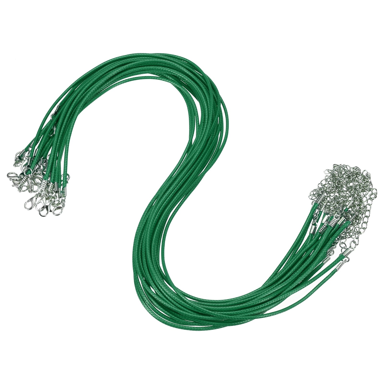30pcs 18 Inch Waxed Necklace Cord 1.5mm for Jewelry Making,Green