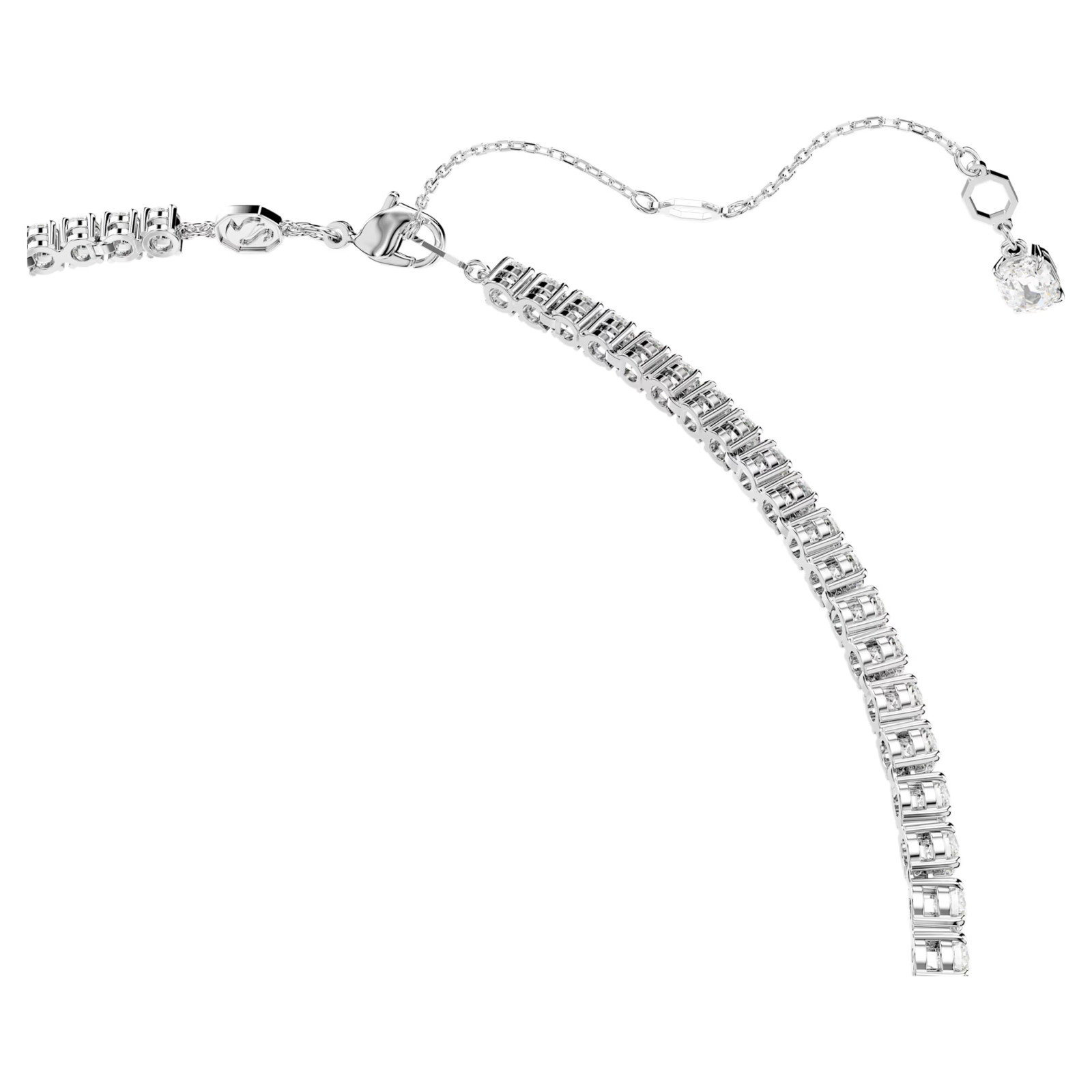 SWAROVSKI Matrix Y Necklace – White Round-Cut Zirconia, Rhodium Plated