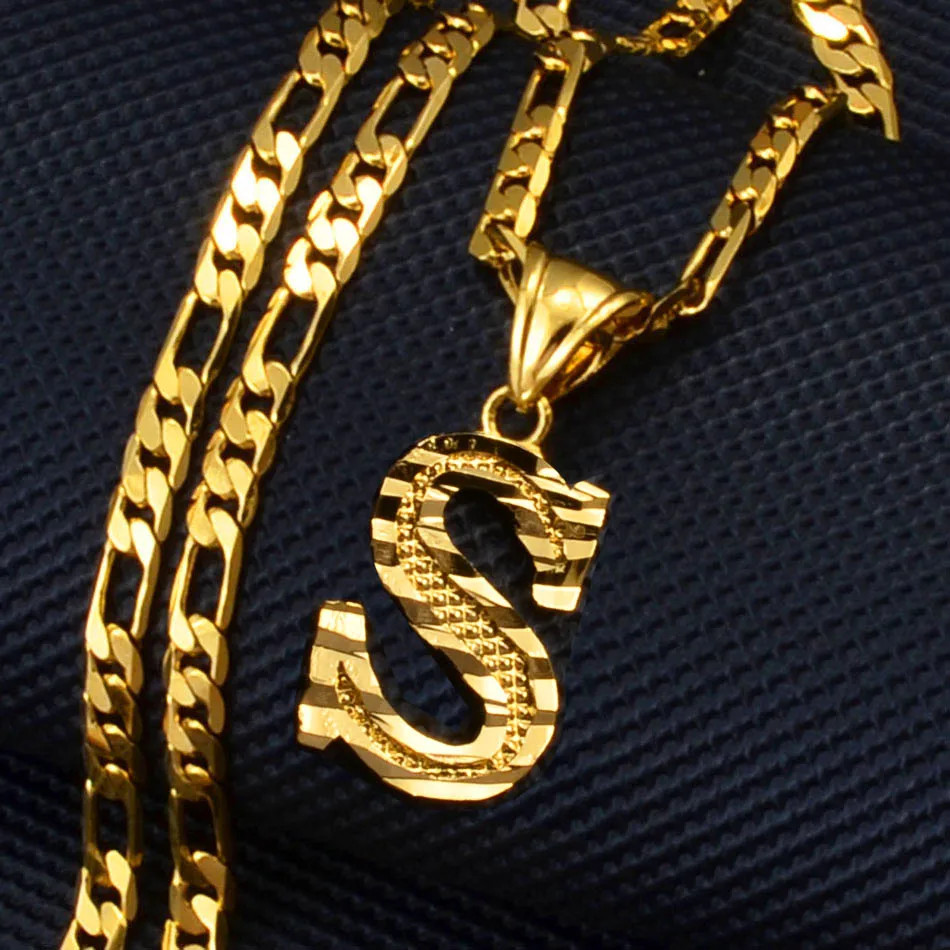 A-Z Letters Pendant Necklaces for Women Men English Initial Alphabet