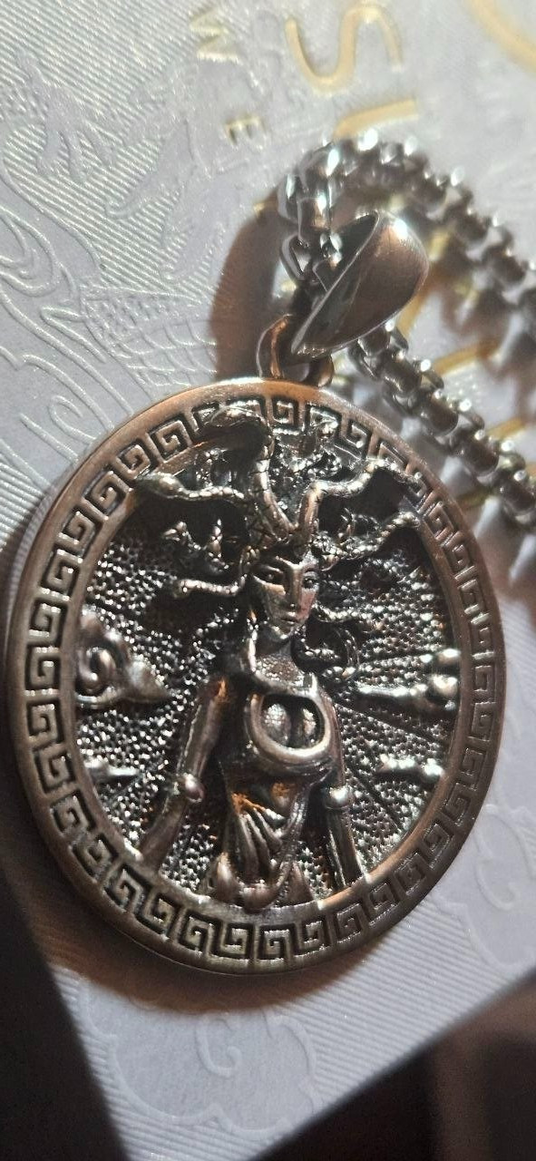 Mystical Beauty Cursed Medusa Necklace 3D Solid Sterling Silver Pendant 925
