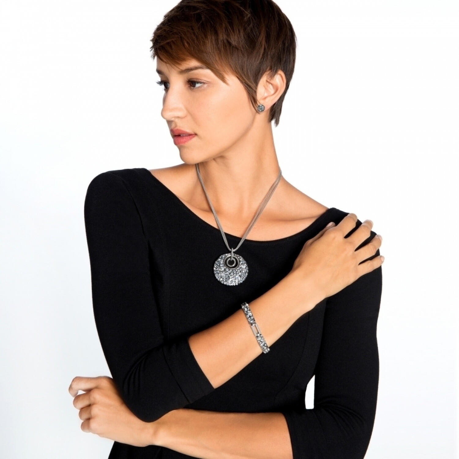 NWT Brighton TRUST YOUR JOURNEY Aqua Clear Crystal Convertible Necklace MSRP$158