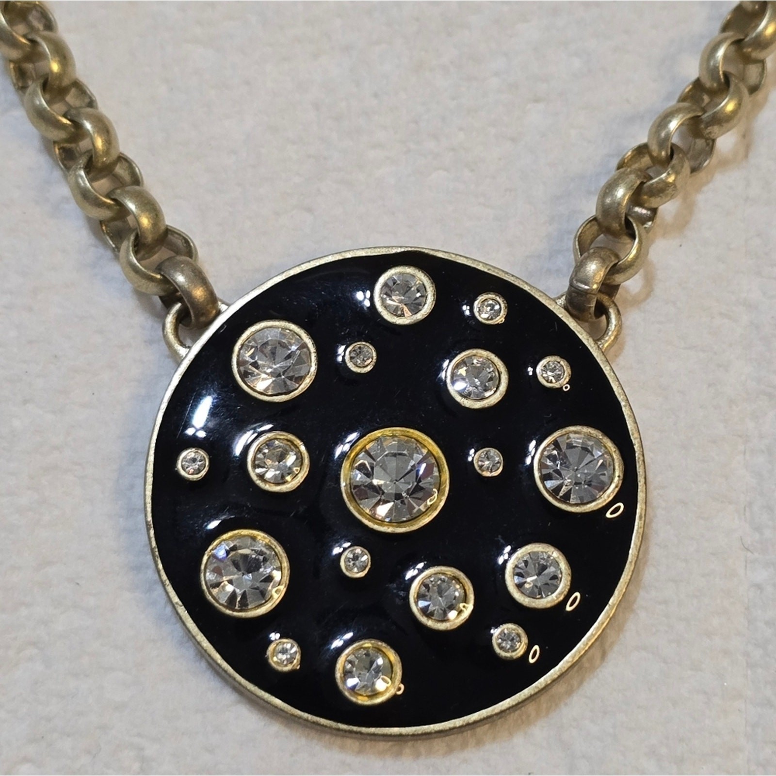 Lia Sophia Kian Family Palladian Hematite Thick Chunky Tone Necklace New