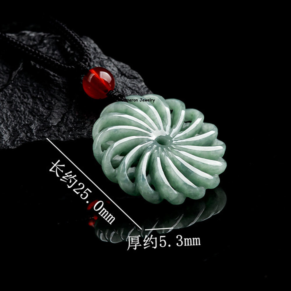 Real Grade A 100% Natural Green Jade Jadeite Women Lucky Circle Pendant