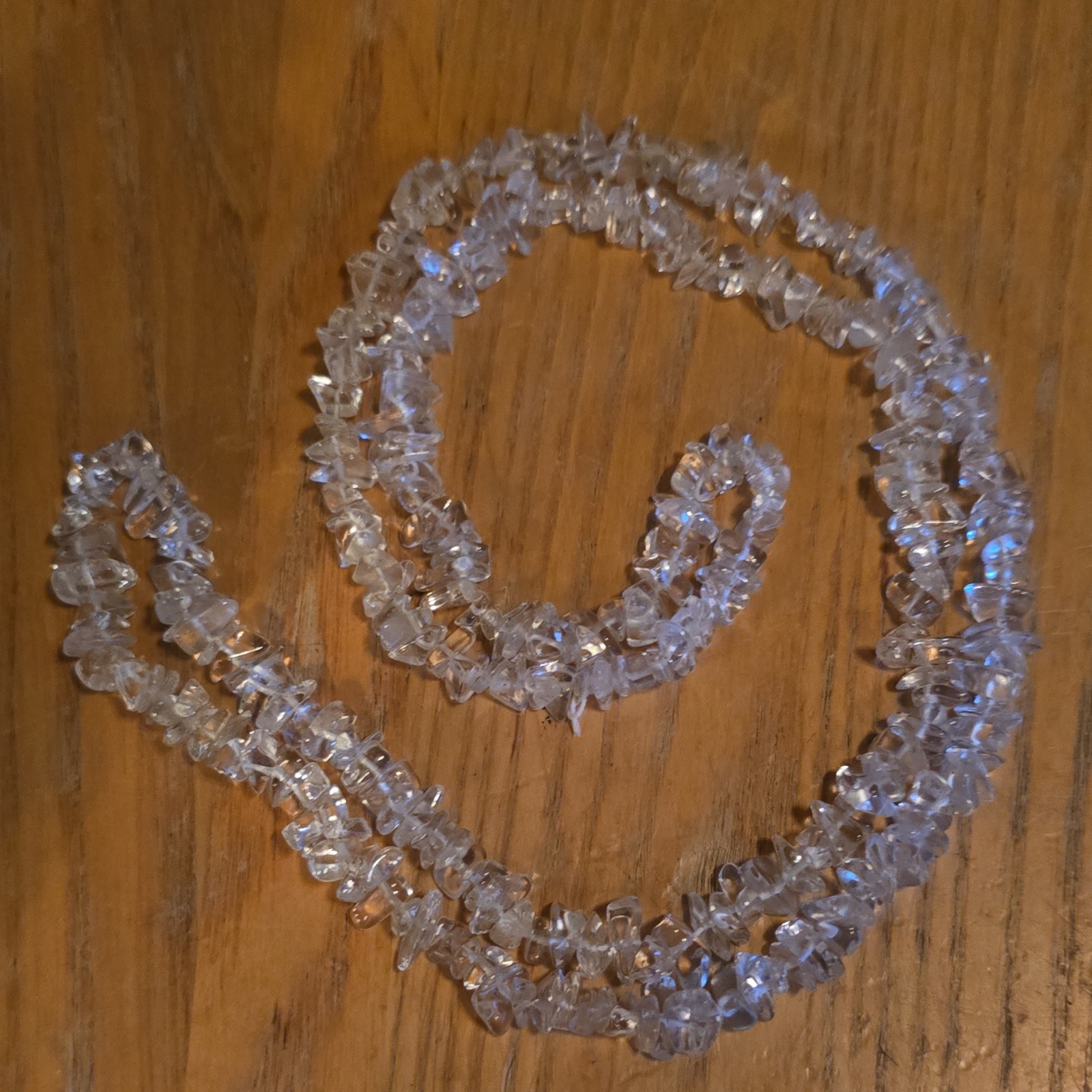 Clear Crystal Chip Beaded Strand Necklace White/Colorless Ball/Bead Chain
