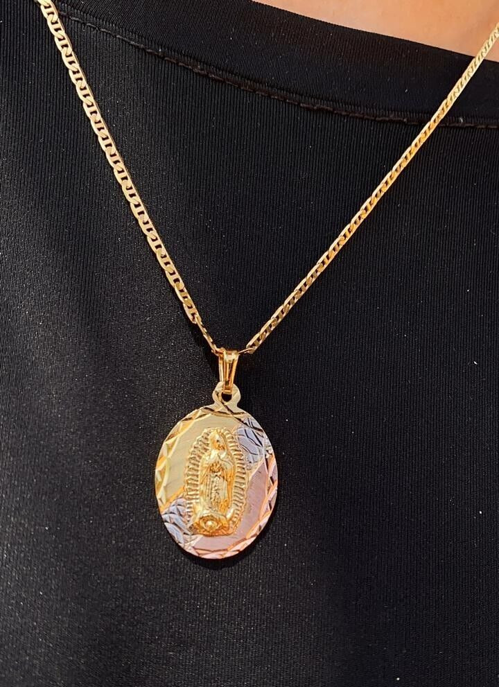Virgem De Guadalupe Mariner Chain 24″ Necklace 14K Gol Filled Gifts Mens