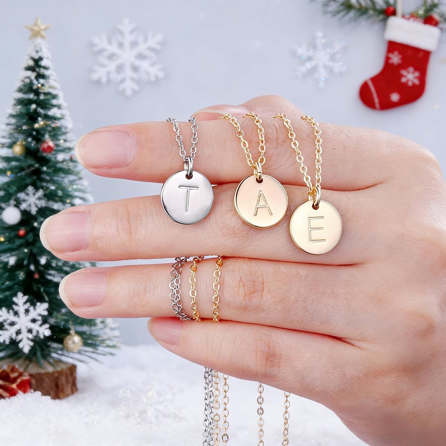 Initial Necklaces for Women Girls, Disc Letter A-Z Layered Necklace | Disc Ne…