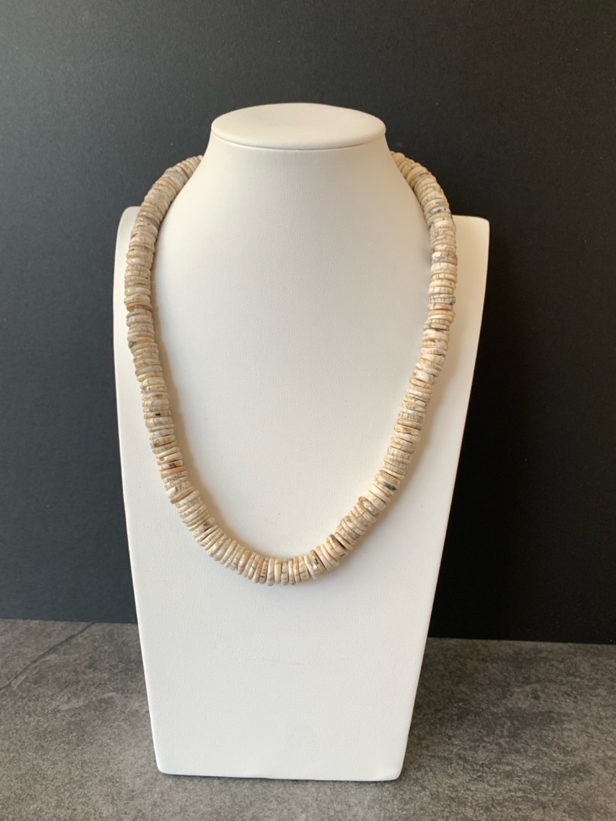 Rare Naga Conch Shell Shank Bead 13-17mm, 21″ Necklace 77