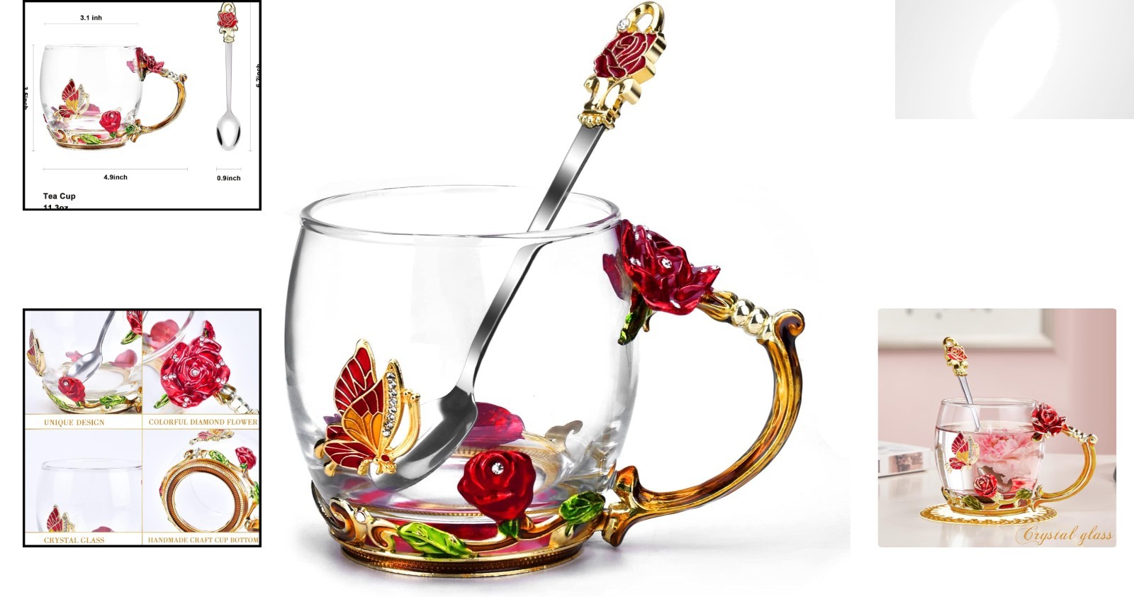 Stylish 12oz Glass Enamel Mug Set with Spoon – Unique Gifting Idea for Women