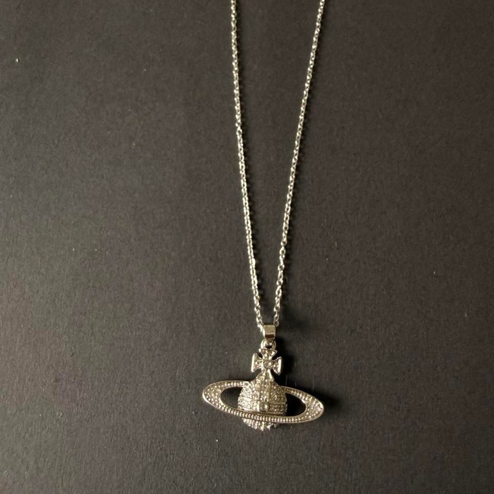 Sparkly Saturn Planet Pendant Choker Necklace