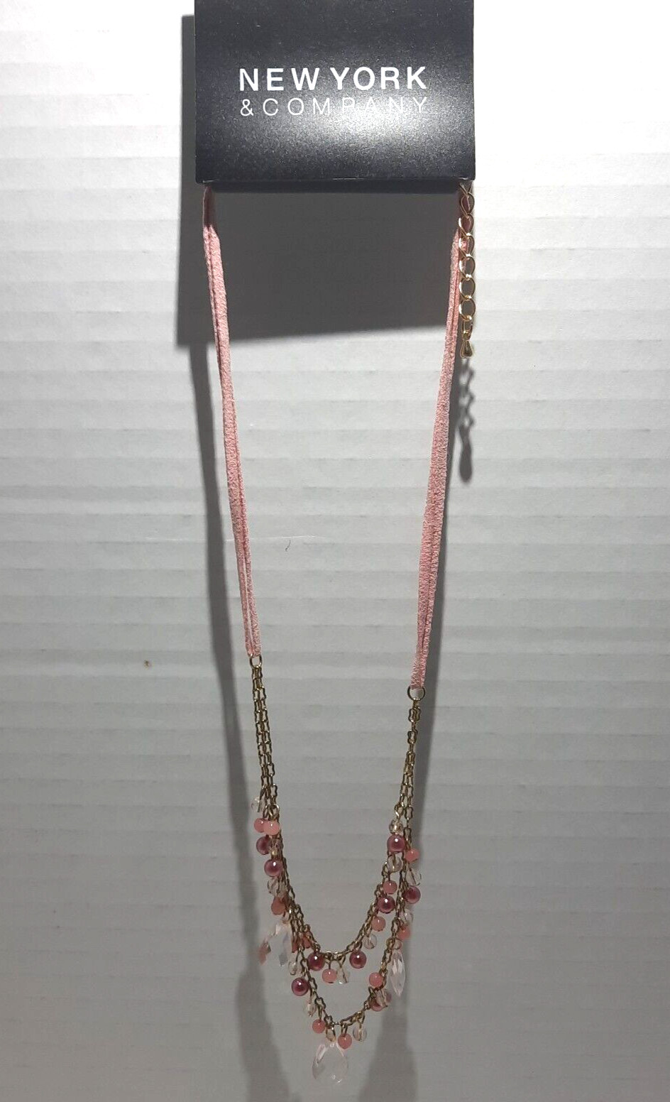 NEW on tag NEW YORK & COMPANY PINK, faux leather,plastic beads