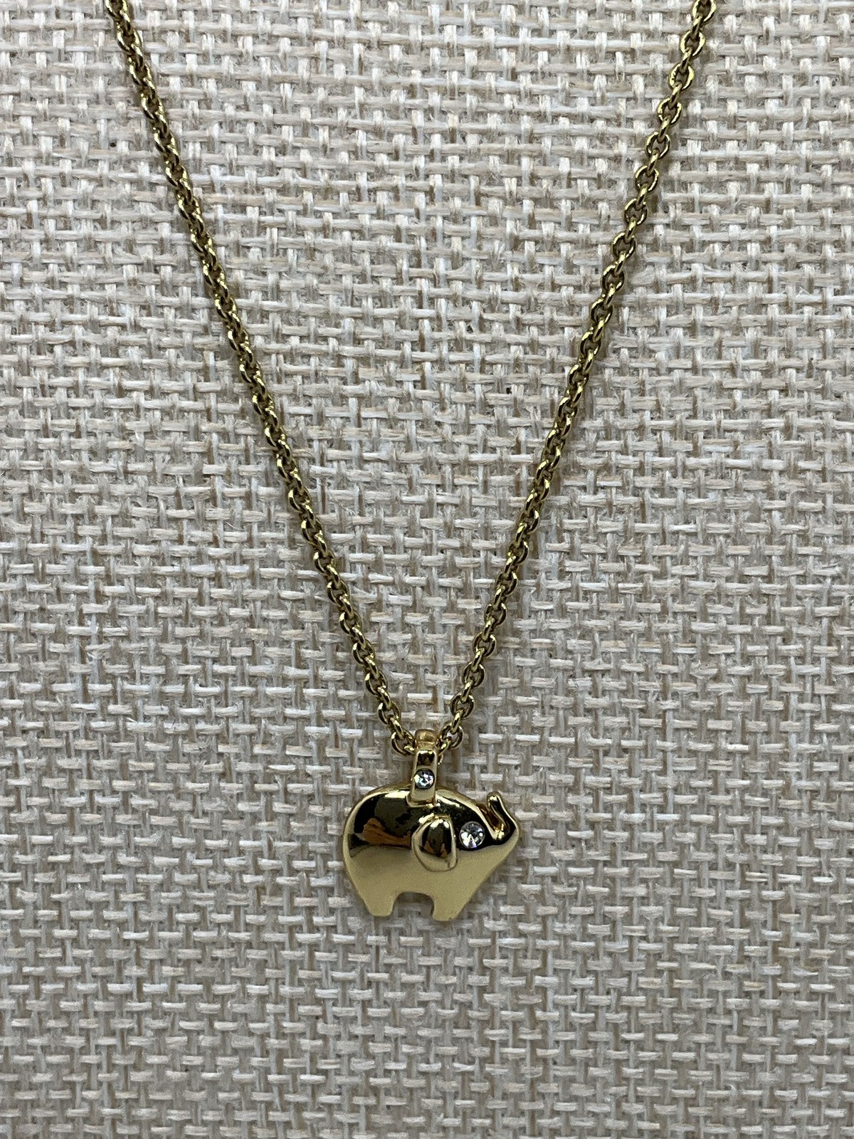 Kate Spade New York Gold Tone Elephant Pendant Necklace Crystal Accents 17-20″
