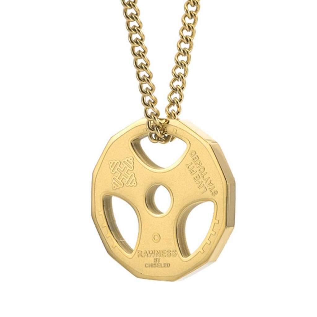 Weight Plate Gym Bodybuilding Fitness Sport Jewelry Necklace Gold