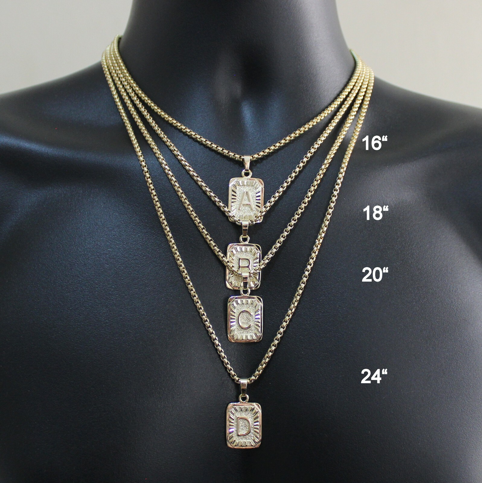 26 Letters Initial A-Z Necklace 14k Gold Plated Pendant Box Chain Choker 16-30″