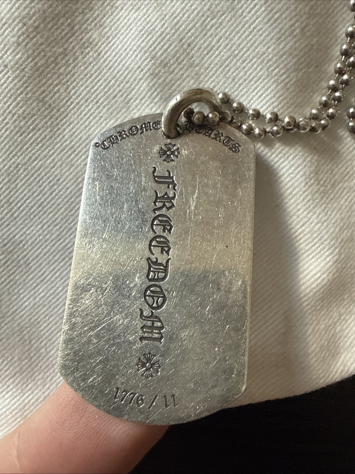 Chrome Hearts Dog Tags American Flag Charm Silver Necklace Men’s Used