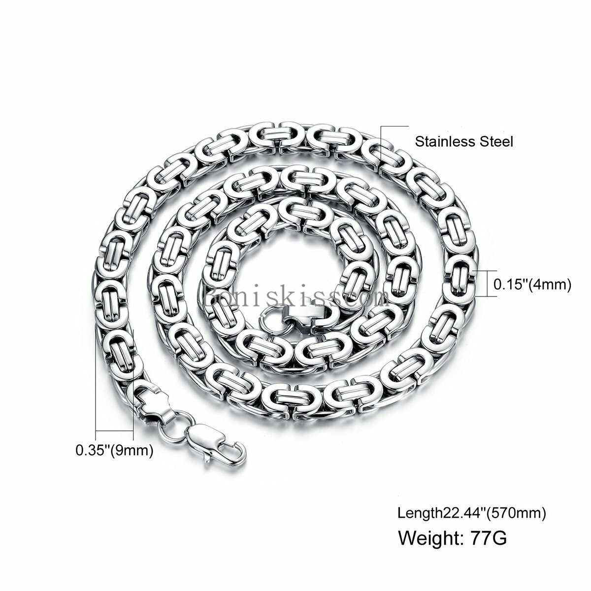 Women Men Punk Stainless Steel Flat Byzantium Curb Chain Link Necklace Jewelry