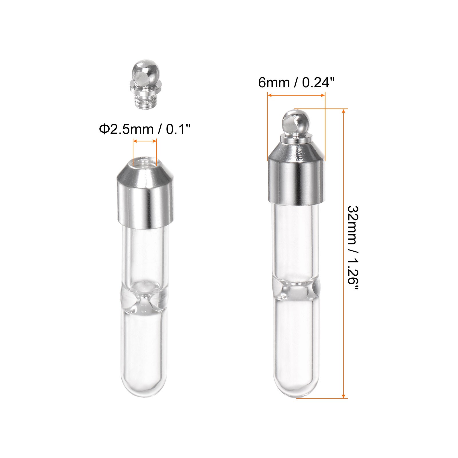 5pcs Name on Rice Glass Vial Pendant Sandglass