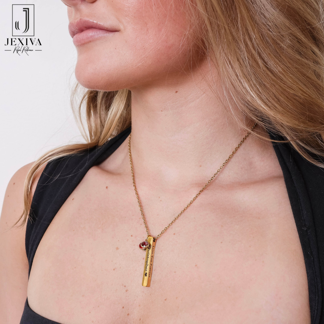 Personalized Name Engraved Bar Necklace for Women/Men