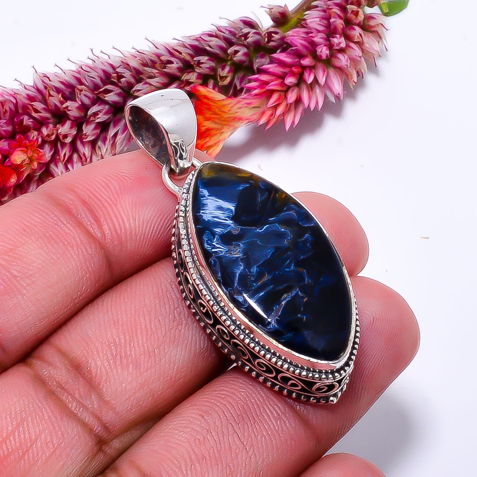 Pietersite – Namibea Fine Art 925 Sterling Silver Pendant 1.87″ P10364114317