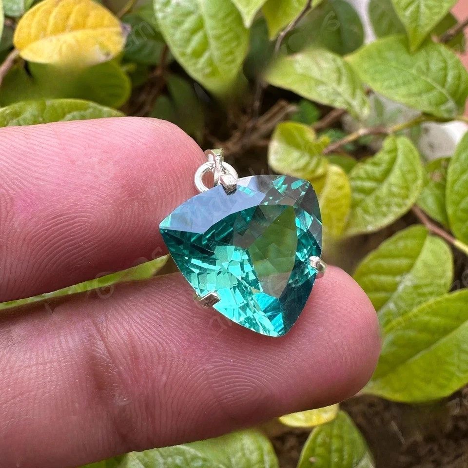 Certified 15.80 Ct Natural Paraiba Tourmaline 925 Silver Pendant Loose Gemstone