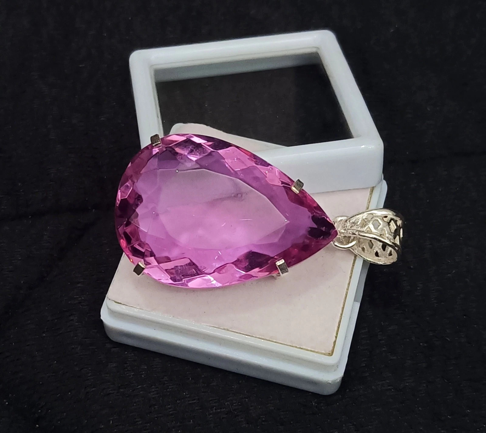 Large Pink Topaz Pendant 925 Solid Sterling Silver A+ Gemstone Jewelry 107.30 Ct