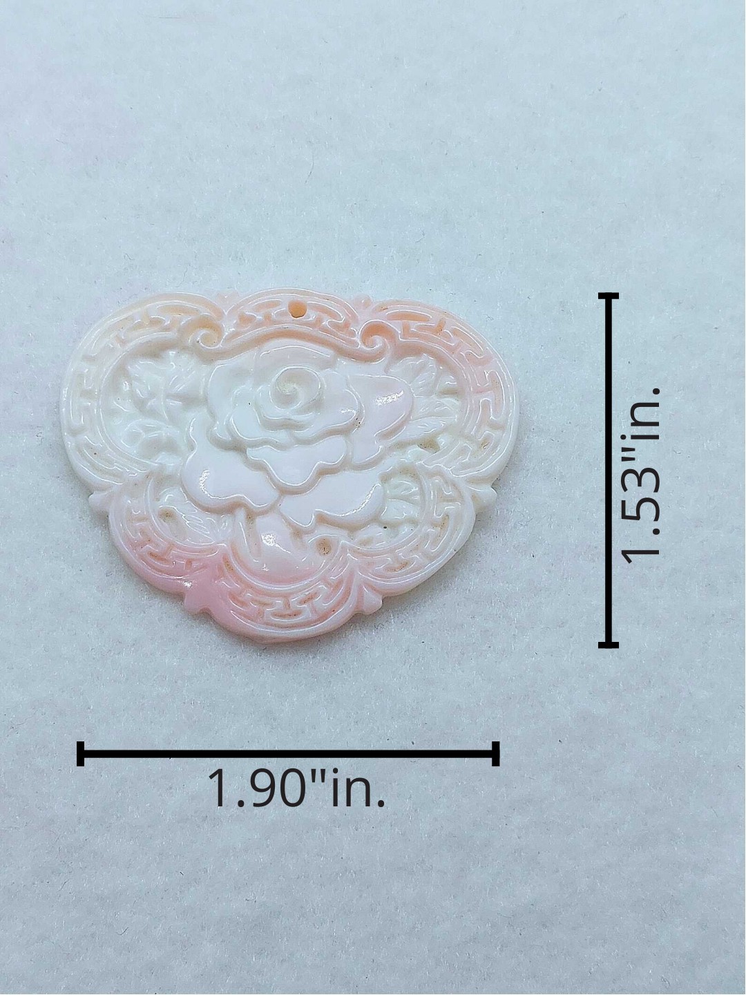 🐚HQ Queen Conch “Natural” Handcarved Auspicious Lotus Infinity Shell Pendant