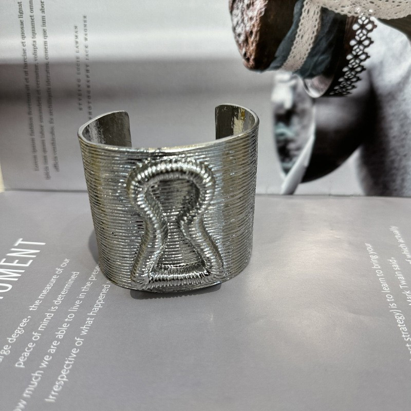KeyHole Schiaparelli Inspired 3 In SILVER Cuff Fits 6.5-8.5 Inch Wrist