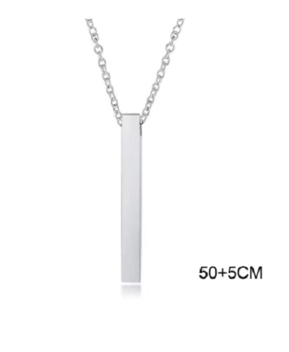 Waterproof Pillar Necklaces for Men Women,Stainless Steel Rectangle Vertical Bar