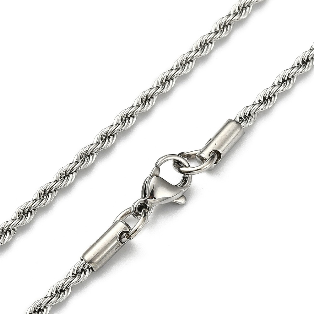 Chain Necklace Stainless Steel Rope Chain Silver 23.5 in Lobster Clasp N108