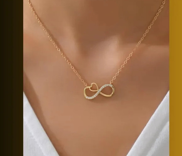 14k Yellow Gold Plated 1.2 Ct Round Cut Simulated Diamond Infinity Heart Pendant