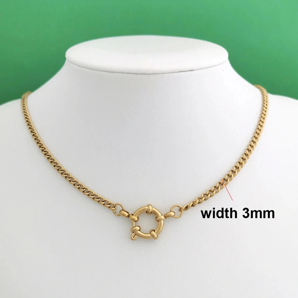 Sailor Clasp Necklace Paperclip Chain Stainless Steel Gold Color Women Jewelry