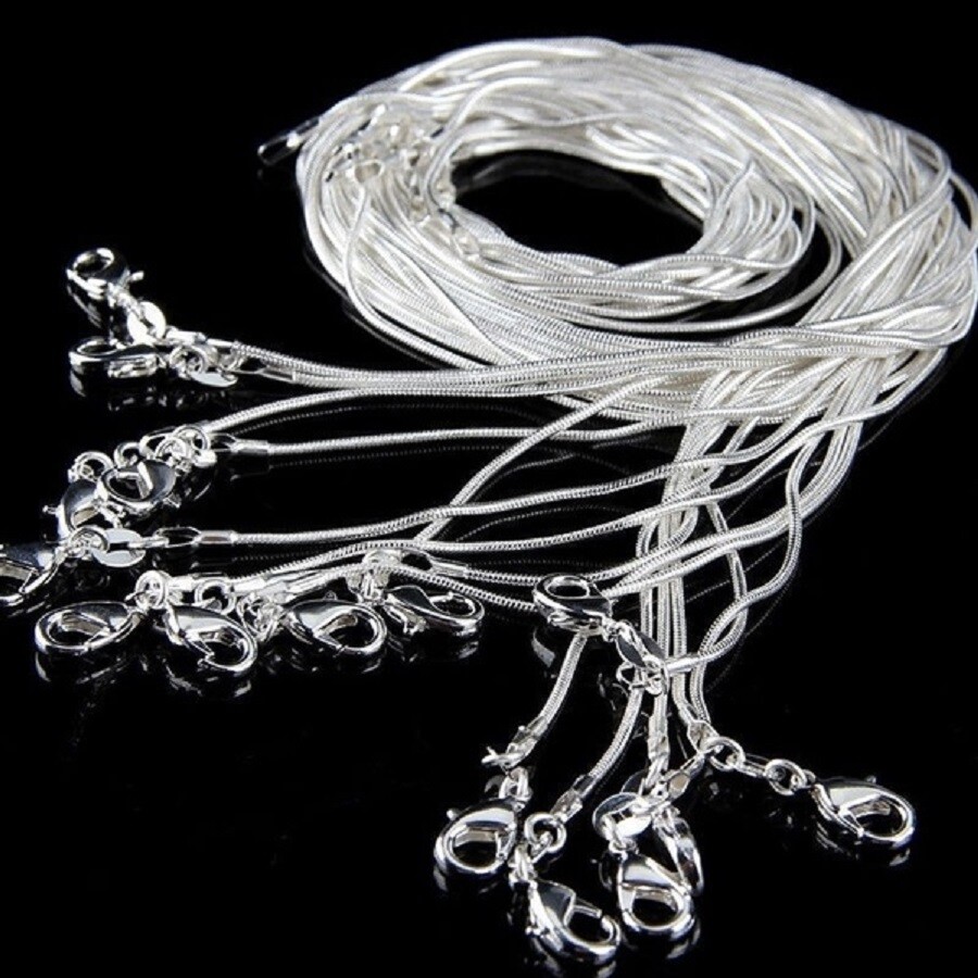 Designer Inspired 925 Sterling Silver Italian 1.2mm Thin Snake Chain Necklace