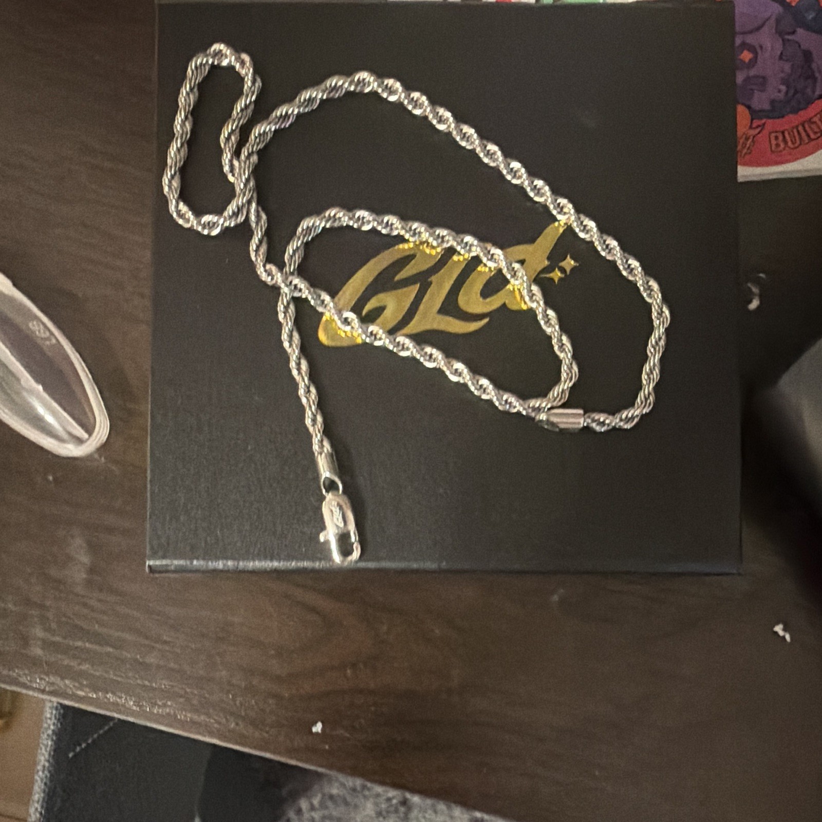 Silver Tone Metal Rope Chain Necklace, Lobster Clasp, No Stone
