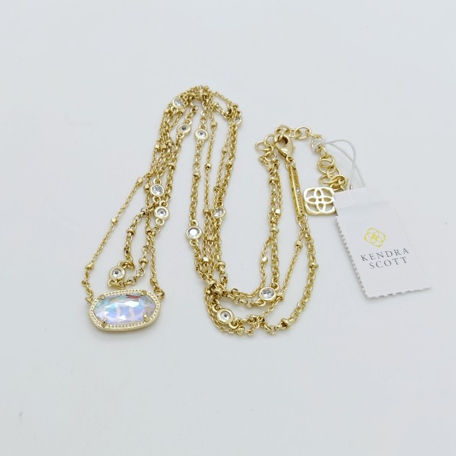 Kendra Scott Elisa Gold Crystal Multi Strand Pendant Necklace in Dichroic Glass
