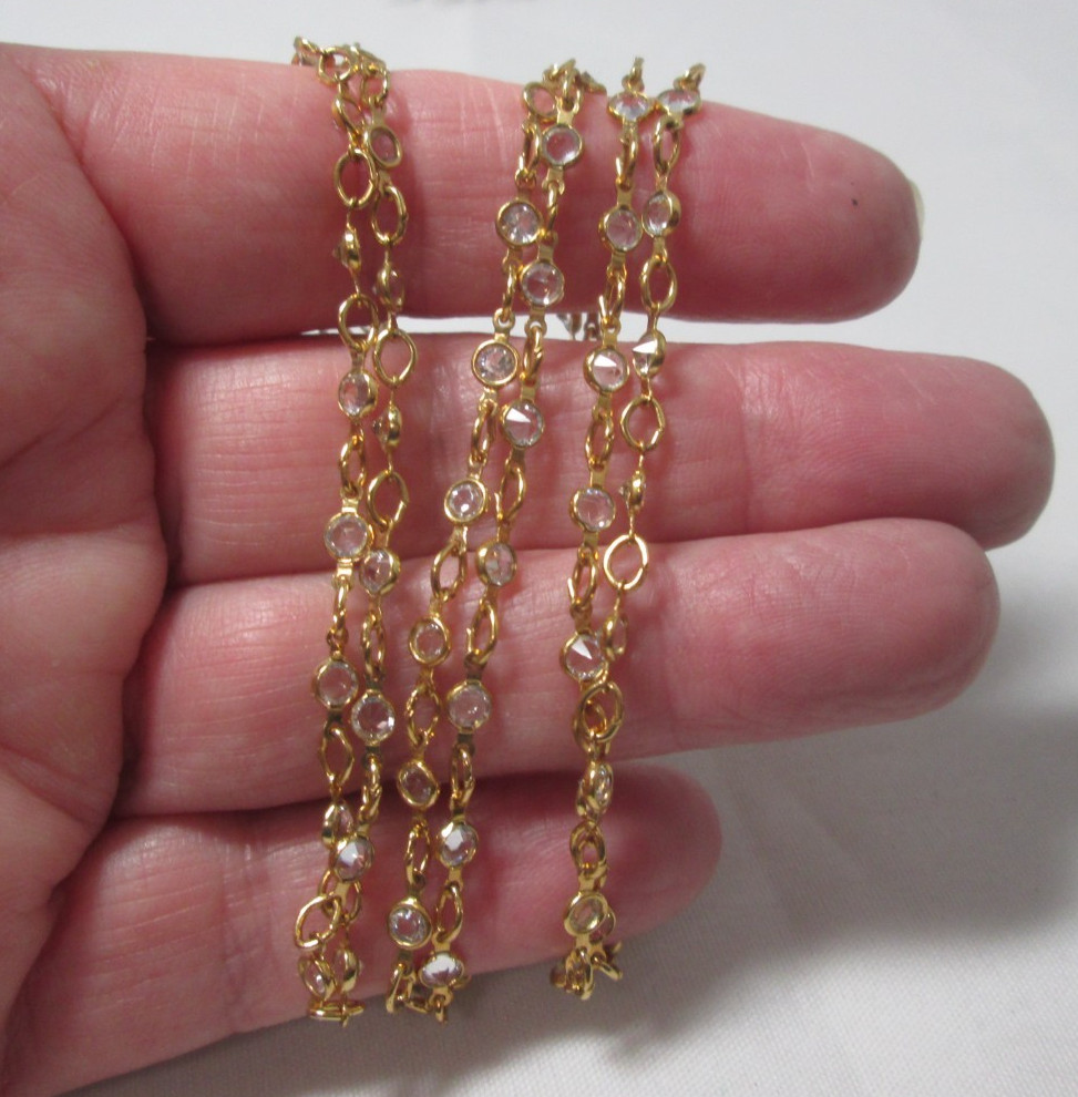 Long 14/20 Gold-Filled Necklace with Many Crystal Stations 34″ Lobster Clasp