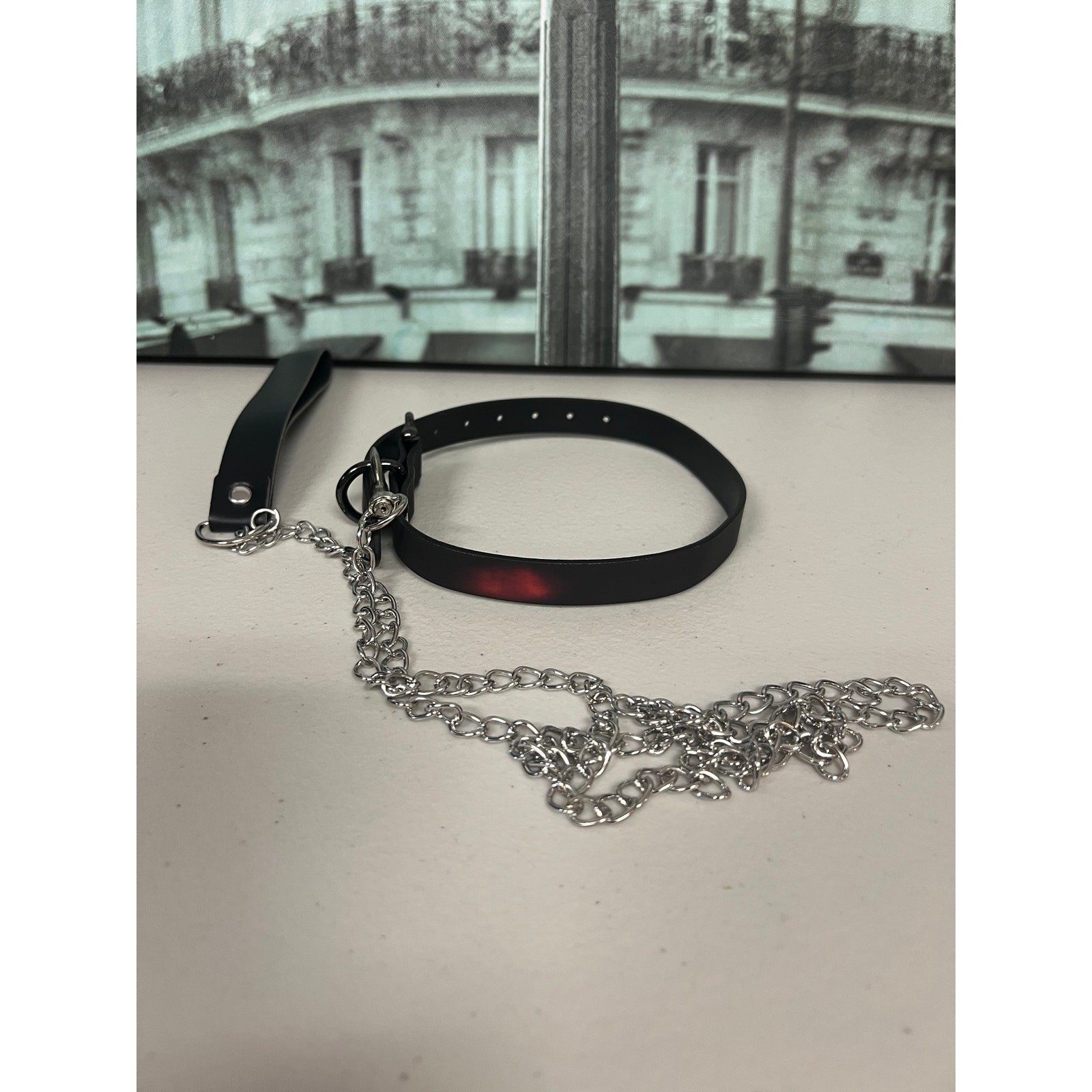 Gothic Thermochromic Faux Leather Choker with Detachable Leash
