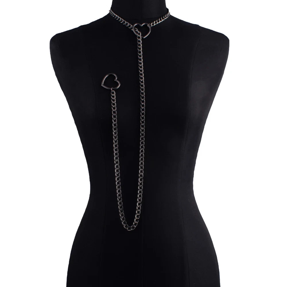Heart Slip Chain Necklace For Women Punk Rock Love Chain Choker Necklace