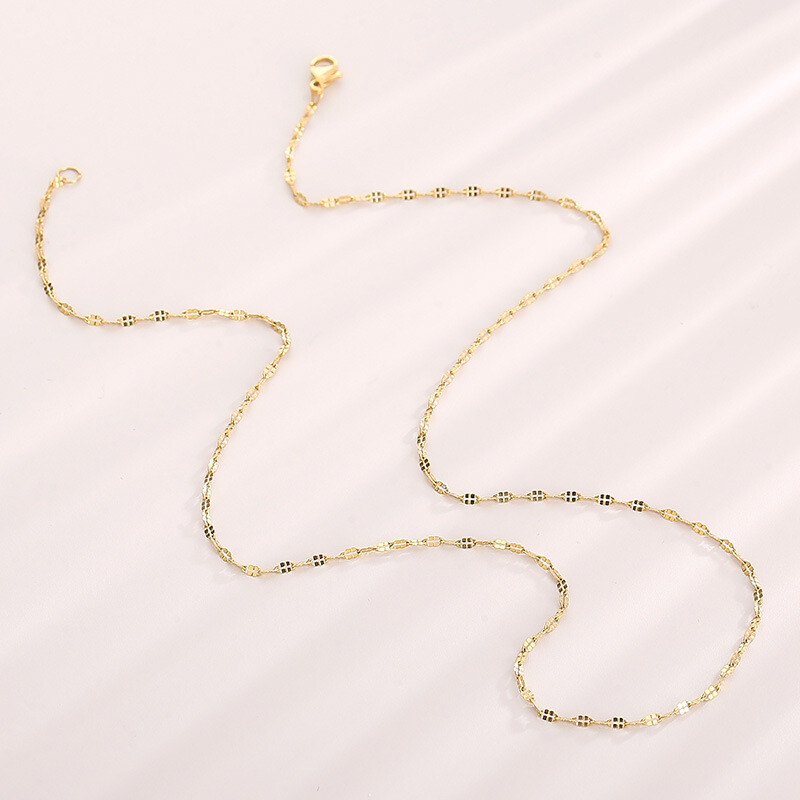 Silver Gold Titanium Stainless Steel Ona Confetti Chain Necklace Choker 20″ PE11