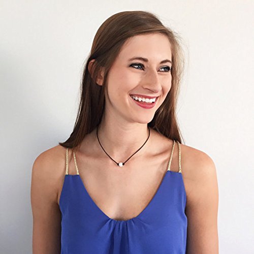 Single Cultured Freshwater Pearl Choker Necklace -Genuine Black or Brown Leather