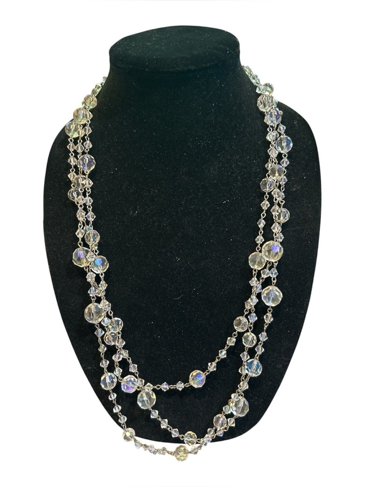 NWOT Clear Iridescent Beaded Multi-strand Women’s Necklace
