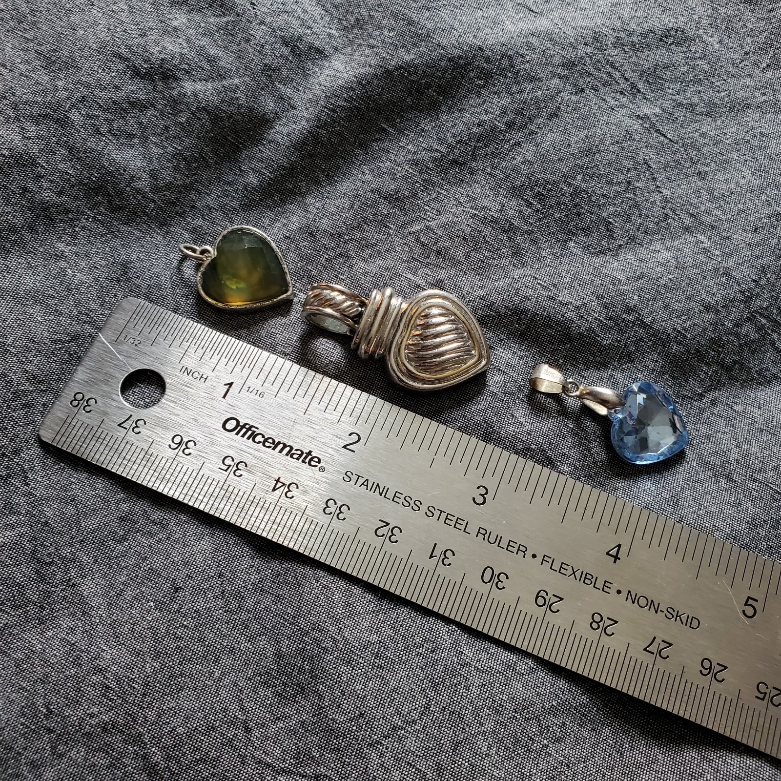 Six Heart Pendants, Vintage to Modern Pendant Lot