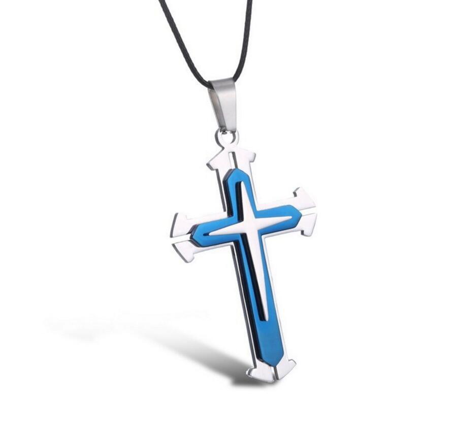 Boys Mens Stainless Steel Vintage Cross Necklace Men Women Pendant Best Gift