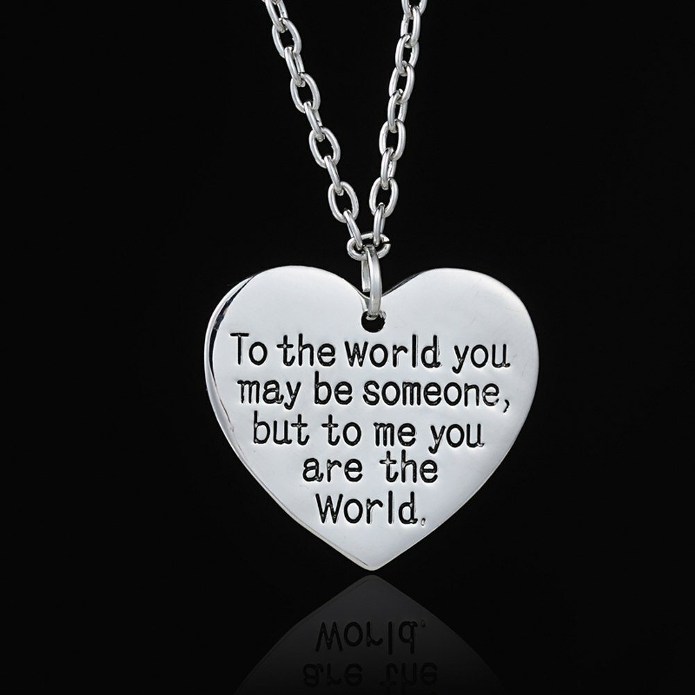 Valentine’s Day Gift for Wife Mom Girl You are My World Heart Necklace