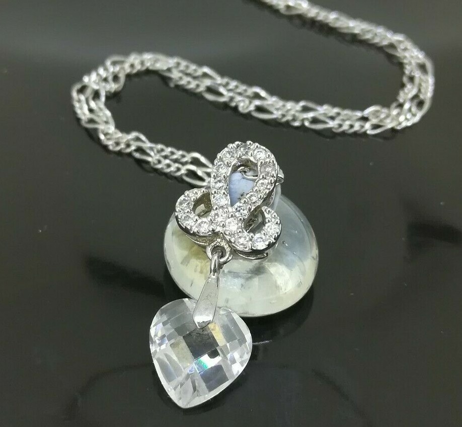 Elegant 925 Sterling Silver SF Heart CZ Pendant Necklace Gift Woman N-A857