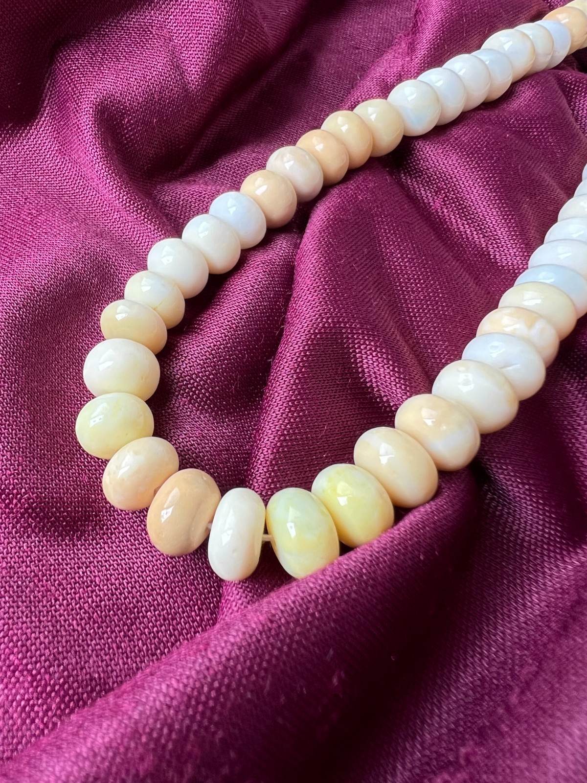 Natural Opal Rondelle Bead Strand Cream Yellow Jewelry Making 16″ Necklace