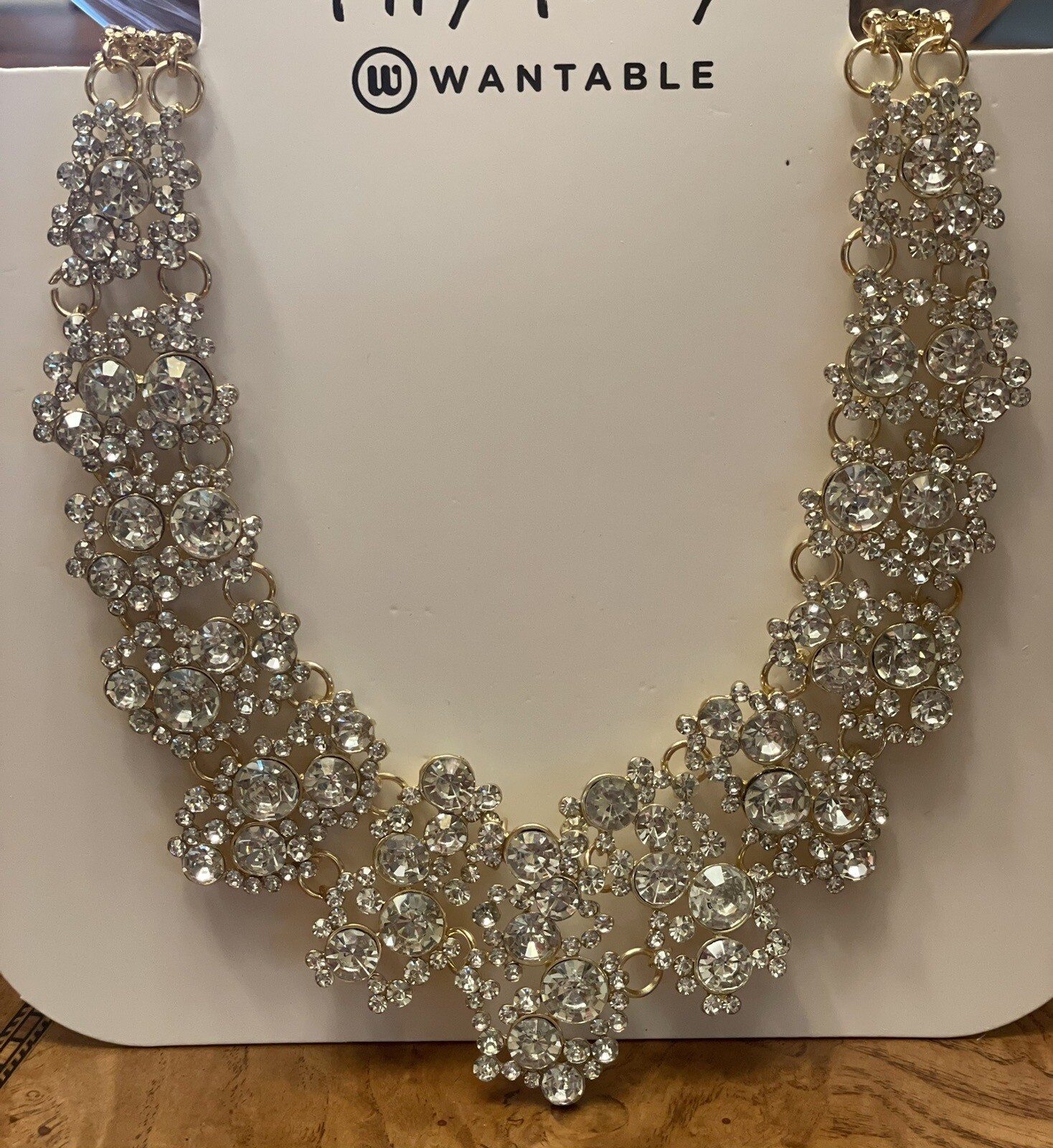 Wantable Matdalee Gold Clear CZ Mariah Statement Necklace NEW Fashion